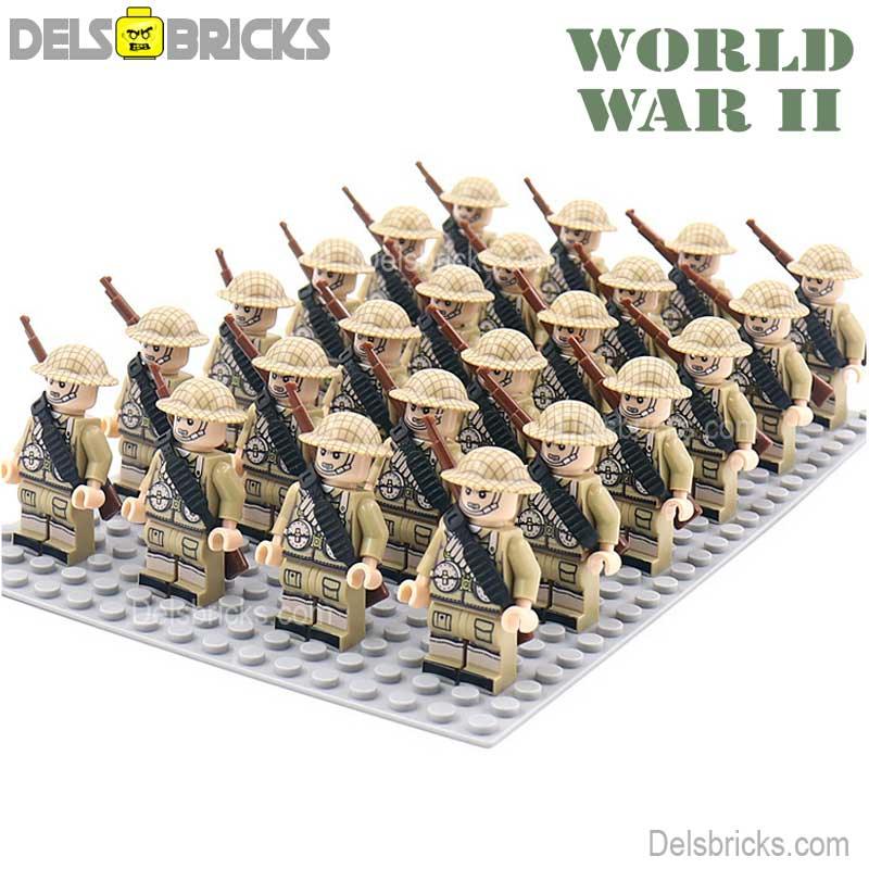 World War 2 British Soldiers set of 24 Lego Minifigures Custom Toys d - 261 - DelsBricks MinifiguresLego MinifiguresDelsBricks MinifiguresDelsbricks.com