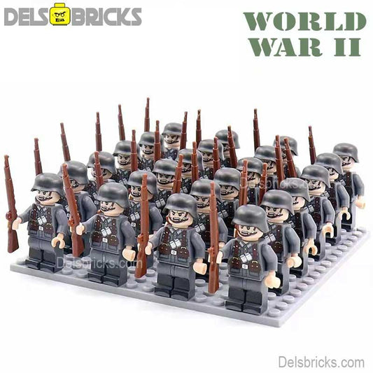 World War 2 German Soldiers set of 24 Lego Minifigures Custom Toys D154 - DelsBricks MinifiguresLego MinifiguresDelsBricks MinifiguresDelsbricks.com