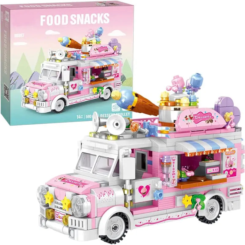 Dessert Trolley Food Truck Minifigures brick building toys Delsbricks.com With Box  