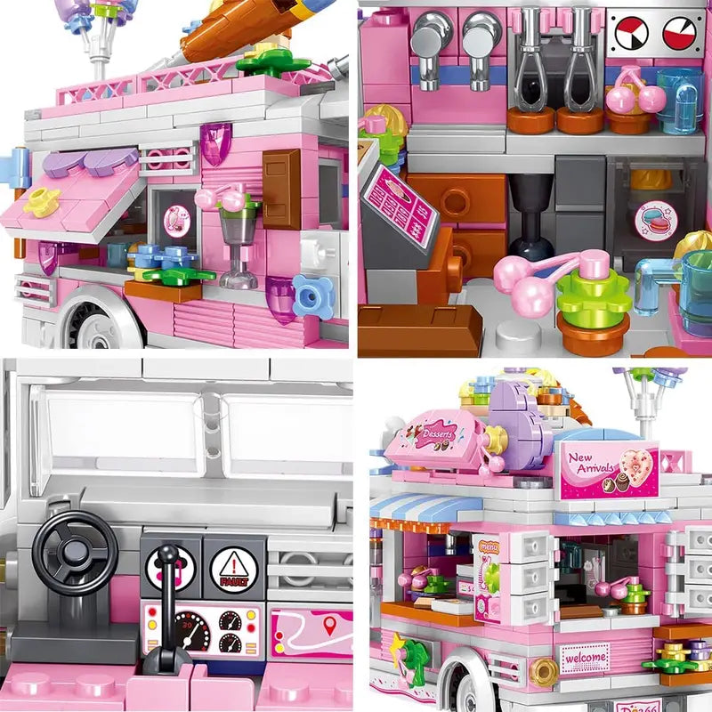 Dessert Trolley Food Truck Minifigures brick building toys Delsbricks.com   