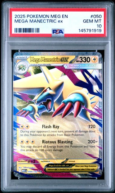 2025 POKEMON MEG EN - MEGA EVOLUTION 050 MEGA MANECTRIC ex PSA GEM MT 10 - DelsBricks Toys & CollectiblesDelsBricks Toys & CollectiblesRalphie's Funhouse