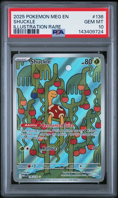 2025 POKEMON MEG EN - MEGA EVOLUTION 136 SHUCKLE ILLUSTRATION RARE PSA GEM MT 10 - DelsBricks Toys & CollectiblesDelsBricks Toys & CollectiblesRalphie's Funhouse