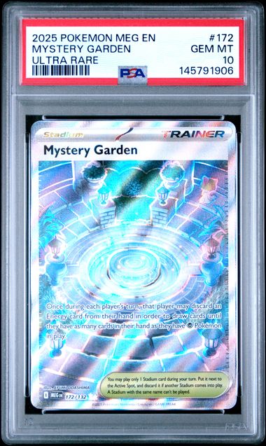 2025 POKEMON MEG EN - MEGA EVOLUTION 172 MYSTERY GARDEN ULTRA RARE PSA GEM MT 10 - DelsBricks Toys & CollectiblesDelsBricks Toys & CollectiblesRalphie's Funhouse
