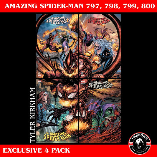 [4 PACK] AMAZING SPIDER - MAN 797, 798, 799, 800 UNKNOWN COMICS CONNECTING COVERS KIRKHAM 2018 - DelsBricks Toys & CollectiblesComic BooksDelsBricks Toys & CollectiblesUnknown Comic Books