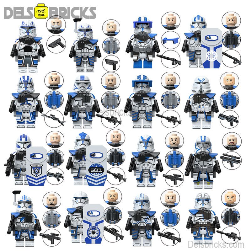 501st Legion Clone troopers Set of 16 | Lego Star Wars Minifigures Custom Toys - DelsBricks MinifiguresLego Star Wars MinifiguresDelsBricks MinifiguresDelsbricks.com
