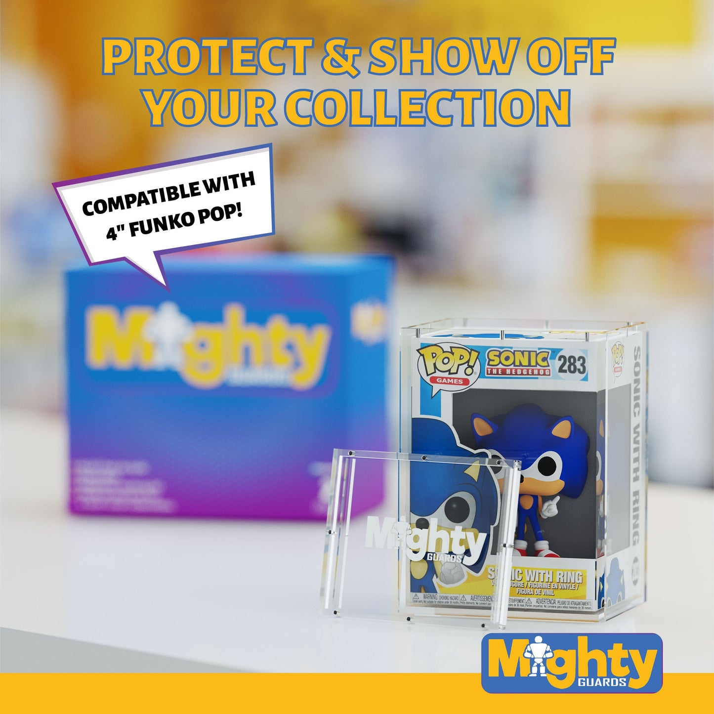 Standard Size Hard Protectors 2-Count Mighty Guards (Compatible with - 4" Funko POP! ) - Stackable with Magnetic Lid