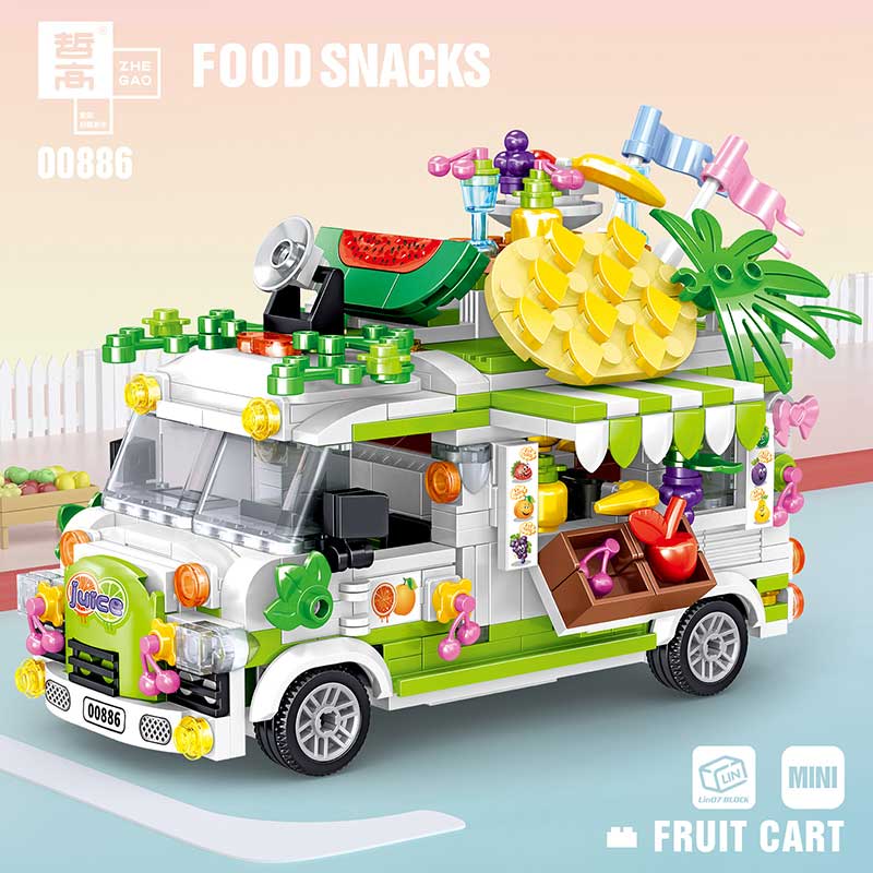 Fruit Cart Food Truck Food Truck Minifigures brick building toys Delsbricks.com   