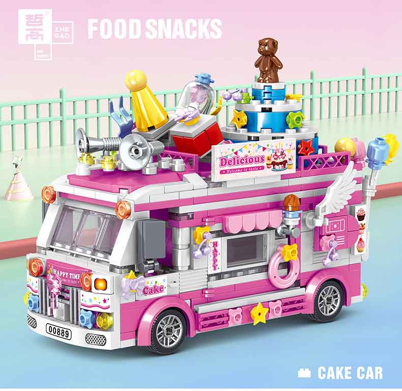 Lego Cake Car Food Truck Minifigures brick building toys Delsbricks.com   