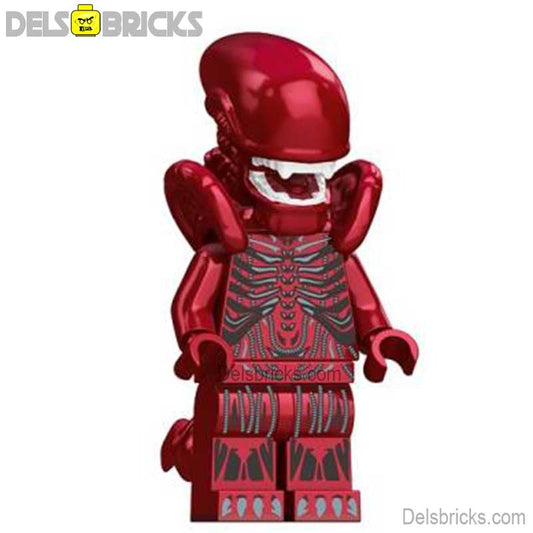 Alien Xenomorph metalic Pink & Red Lego Minifigures custom toys - DelsBricks MinifiguresMinifiguresDelsBricks MinifiguresDelsbricks