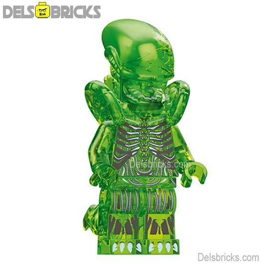 Aliens Xenomorph transparent green Lego custom Minifigures - DelsBricks MinifiguresMinifiguresDelsBricks MinifiguresDelsbricks