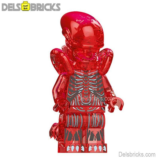 Aliens Xenomorph transparent red Lego custom Minifigures - DelsBricks MinifiguresMinifiguresDelsBricks MinifiguresDelsbricks