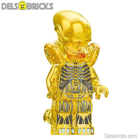 Aliens Xenomorph transparent yellow Lego custom Minifigures - DelsBricks MinifiguresMinifiguresDelsBricks MinifiguresDelsbricks