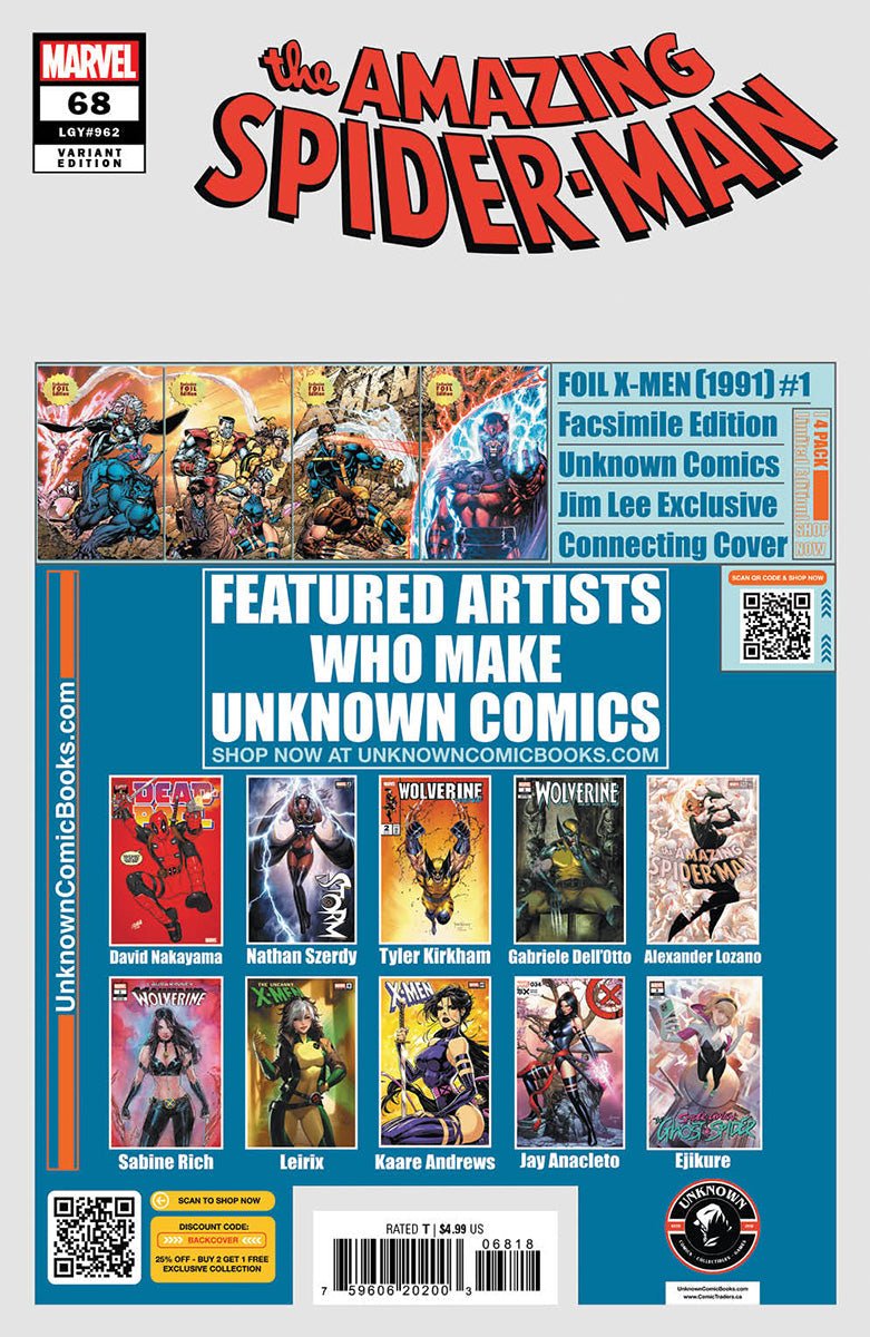 Amazing Spider - Man 68 Unknown Comics Exclusive Mateus Manhanini Var (02/26/2025) - DelsBricks Toys & CollectiblesCOMIC BOOKDelsBricks Toys & CollectiblesUnknown Comic Books