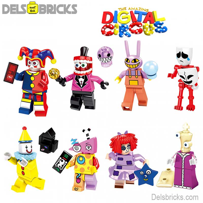 The Amazing Digital Circus Minifigures set of 8 and background diorama ...