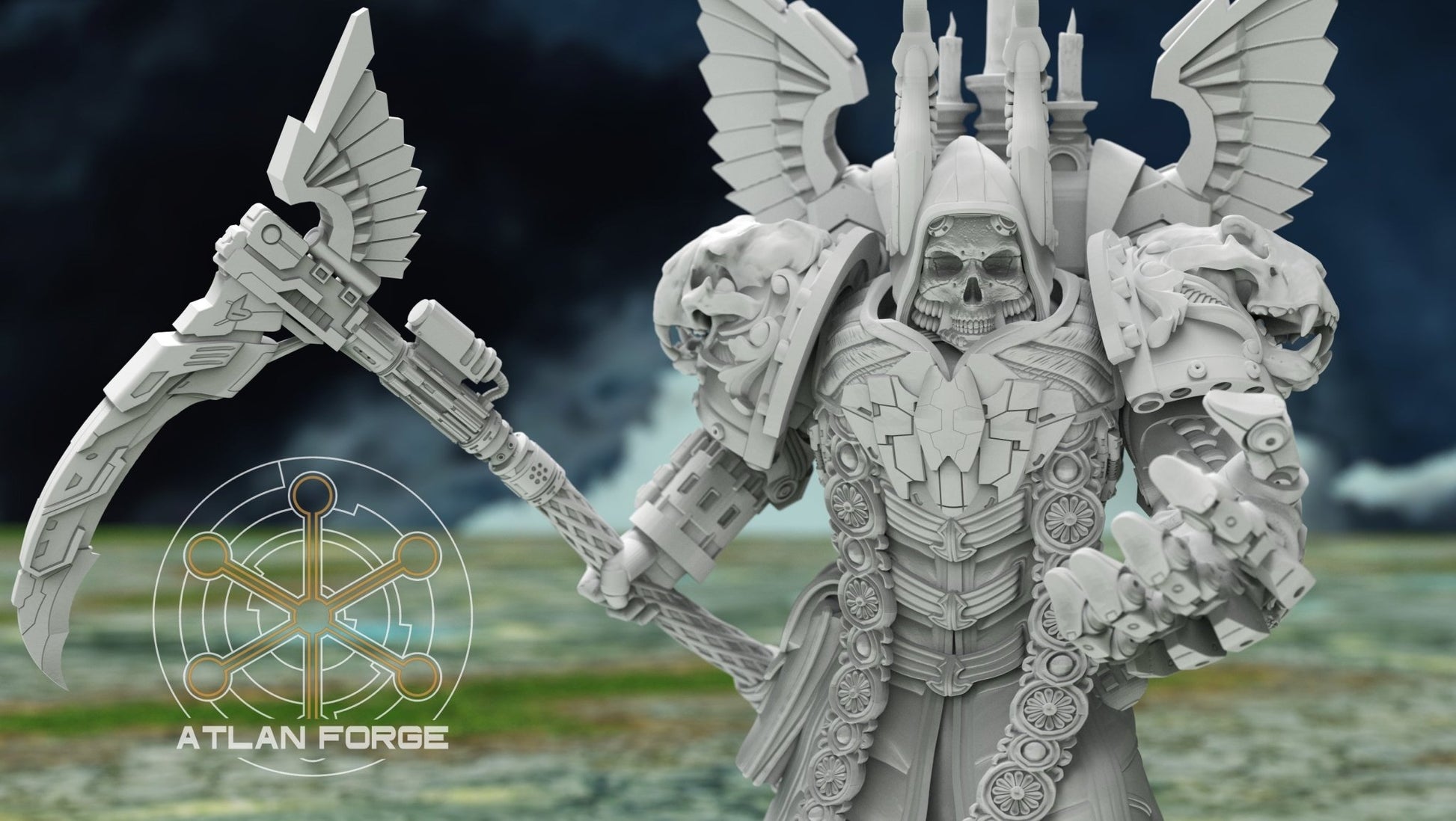 Angelic Soul Reaper by Atlan Forge - Resin Printed Grimdark Mini (28/32mm) - DelsBricks Toys & CollectiblesResin Printed MiniatureDelsBricks Toys & CollectiblesMega Diamonds & Schwartzreiter Mini Forge