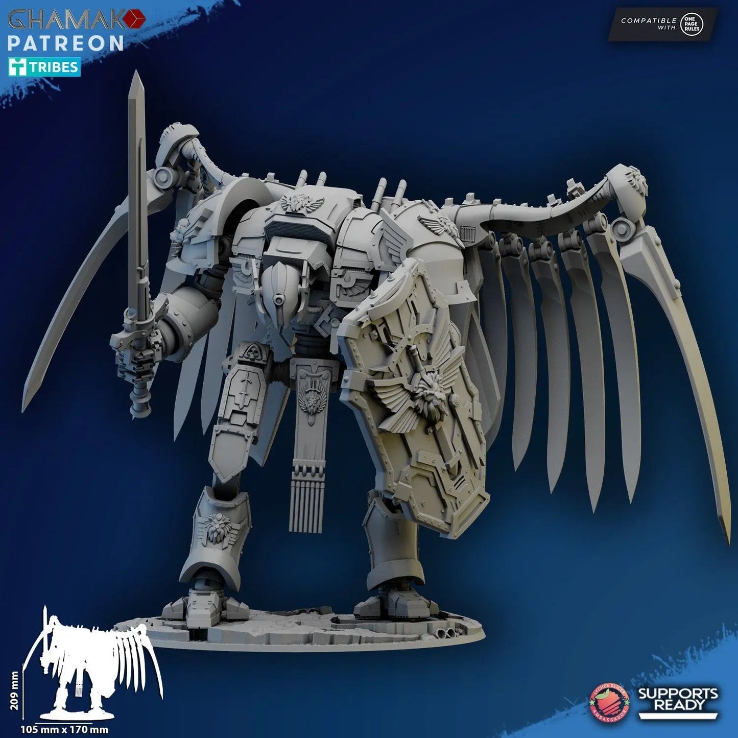 Angelic Titan by Ghamak 28/32mm Scale Miniature, 209x170mm - DelsBricks Toys & CollectiblesResin Printed MiniatureDelsBricks Toys & CollectiblesMega Diamonds & Schwartzreiter Mini Forge