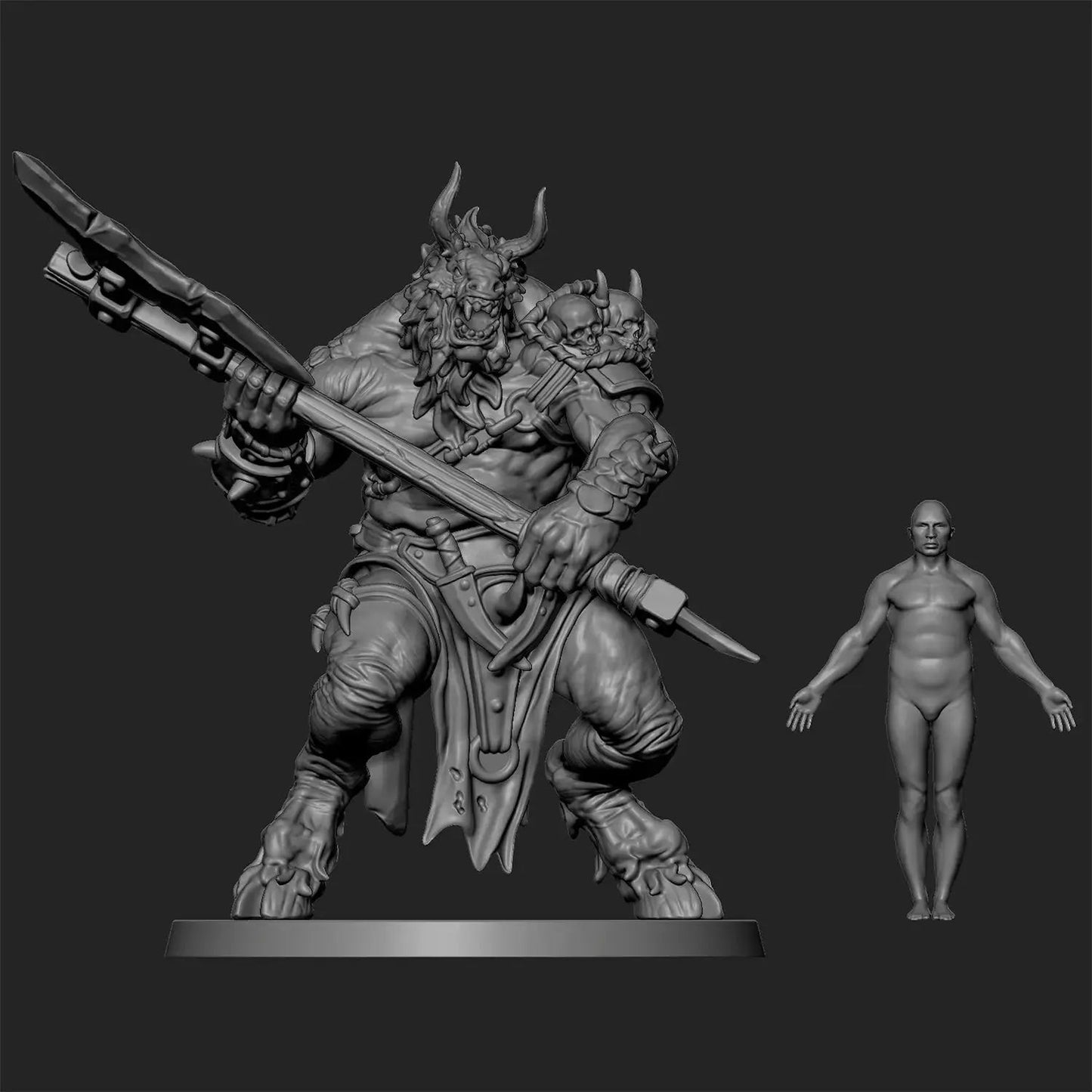 Beastman Brutes by Tales Keeper, 60mm Miniature, 28/32mm Scale, Fantasy War Gaming Figure - DelsBricks Toys & CollectiblesResin Printed MiniatureDelsBricks Toys & CollectiblesMega Diamonds & Schwartzreiter Mini Forge