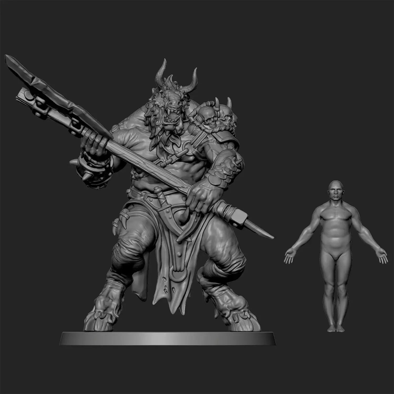 Beastman Brutes by Tales Keeper, 60mm Miniature, 28/32mm Scale, Fantasy War Gaming Figure - DelsBricks Toys & CollectiblesResin Printed MiniatureDelsBricks Toys & CollectiblesMega Diamonds & Schwartzreiter Mini Forge