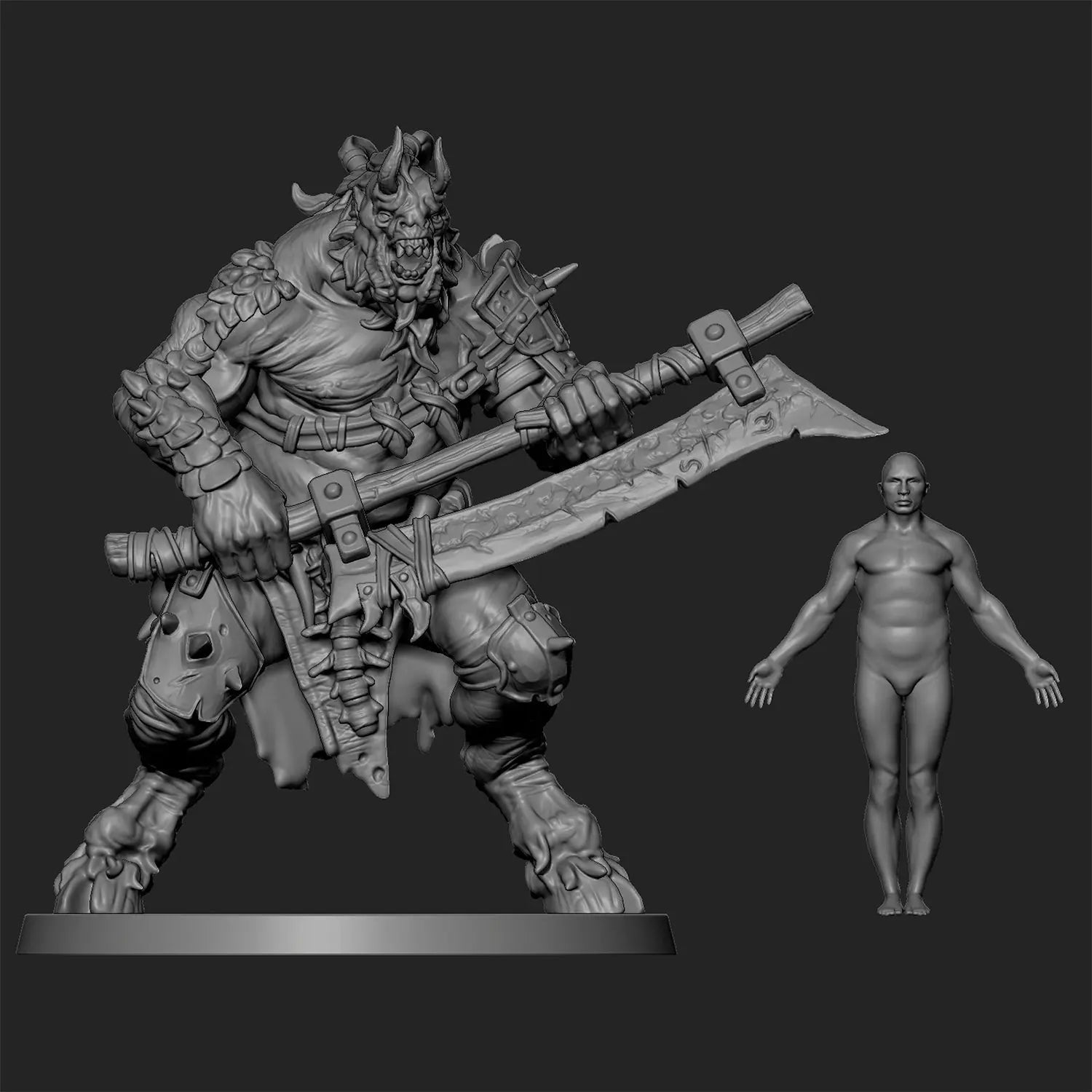 Beastman Brutes by Tales Keeper, 60mm Miniature, 28/32mm Scale, Fantasy War Gaming Figure - DelsBricks Toys & CollectiblesResin Printed MiniatureDelsBricks Toys & CollectiblesMega Diamonds & Schwartzreiter Mini Forge