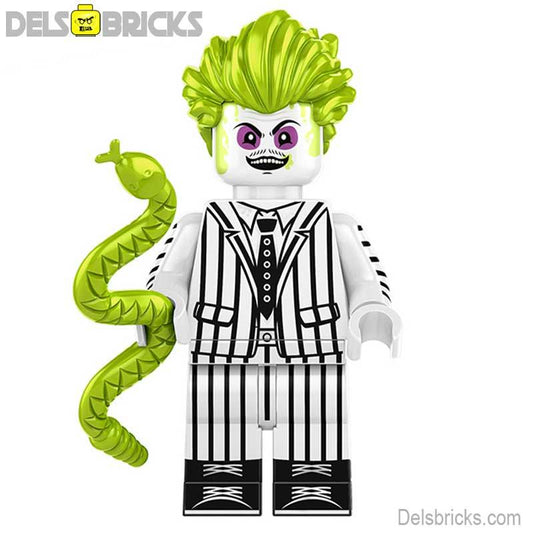 Beetlejuice Lego Minifigures custom toys NEW - DelsBricks MinifiguresLego Horror MinifiguresDelsBricks MinifiguresDelsbricks.com