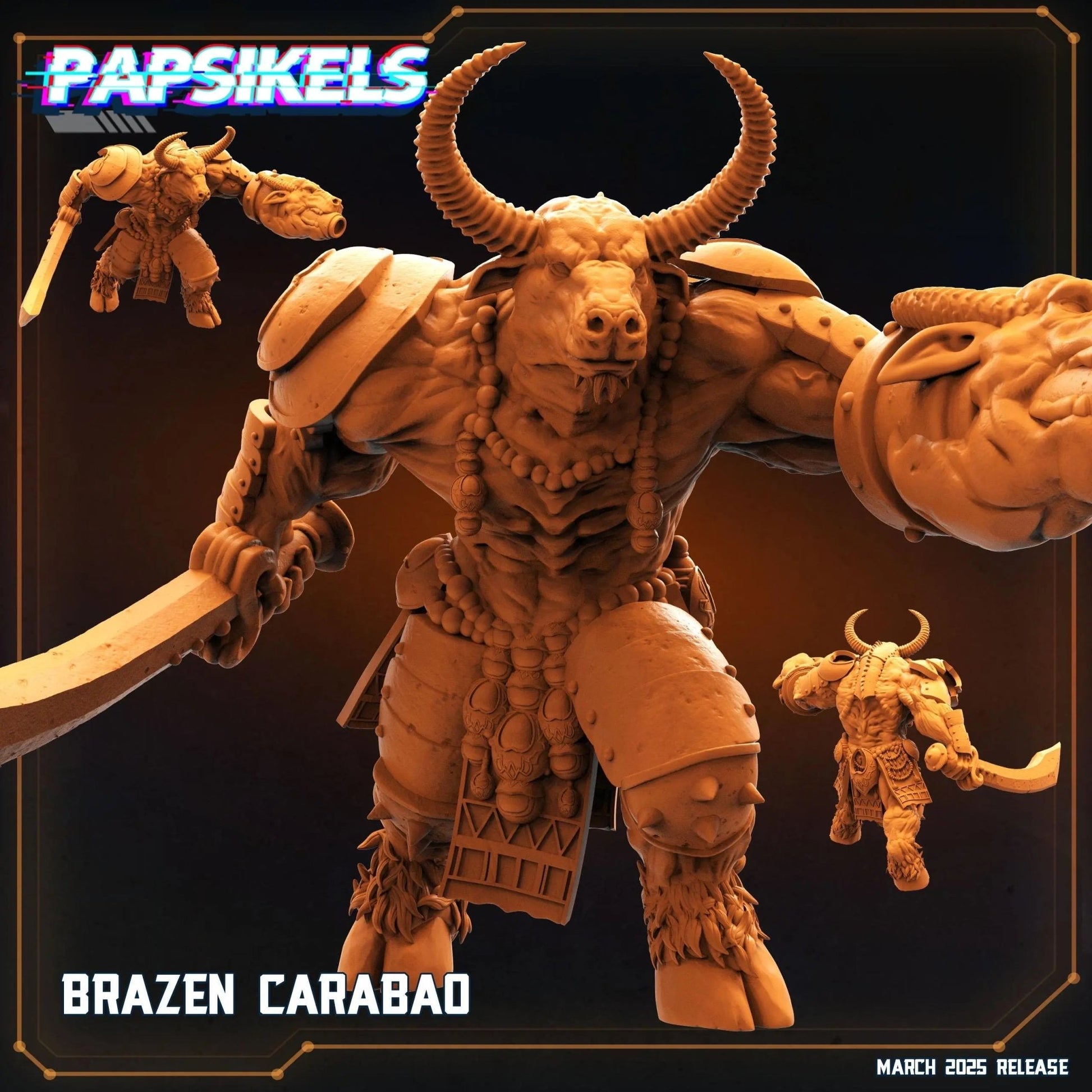 Brazen Carabao by Papsikels Miniature, 80mm Miniature, 32mm Scale, War Gaming, Proxy: Trench Crusade, Table top gaming, Near Future, Fantasy - DelsBricks Toys & CollectiblesResin Printed MiniatureDelsBricks Toys & CollectiblesMega Diamonds & Schwartzreiter Mini Forge