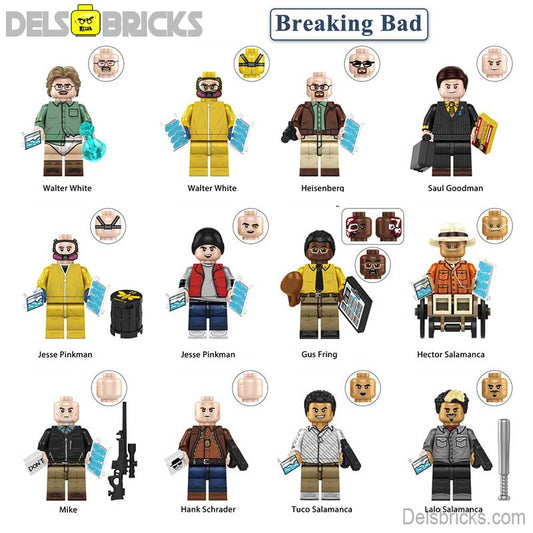Breaking Bad set of 12 Lego Minifigures custom toys set 2 - DelsBricks MinifiguresLego Horror MinifiguresDelsBricks MinifiguresDelsbricks.com