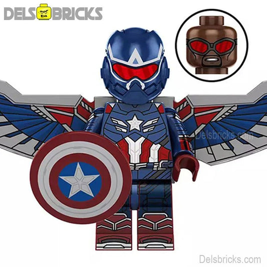 Captain America sam Wilson Avengers Lego Minifigures Custom Toys 2 - DelsBricks MinifiguresMinifiguresDelsBricks MinifiguresDelsbricks