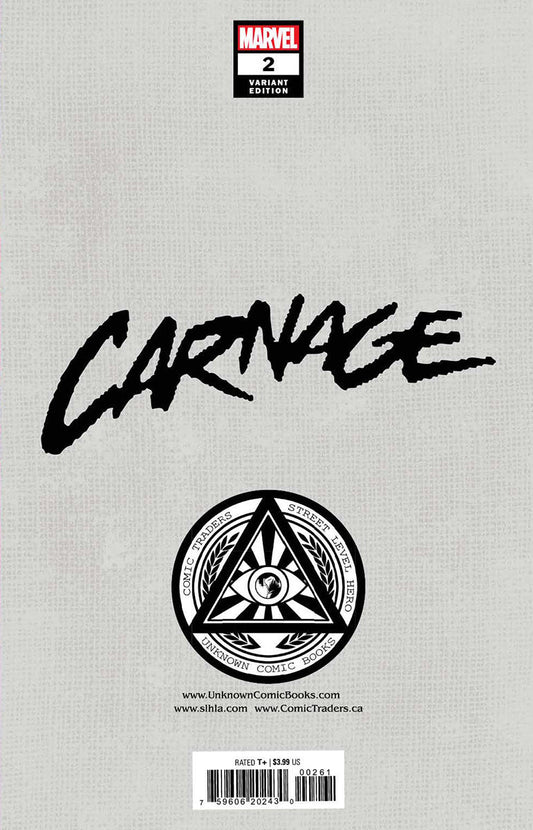 Carnage 2 Unknown Comics Marco Turini Exclusive Virgin Var (04/20/2022) - DelsBricks Toys & CollectiblesCOMIC BOOK EXCLUSIVEDelsBricks Toys & CollectiblesUnknown Comic Books
