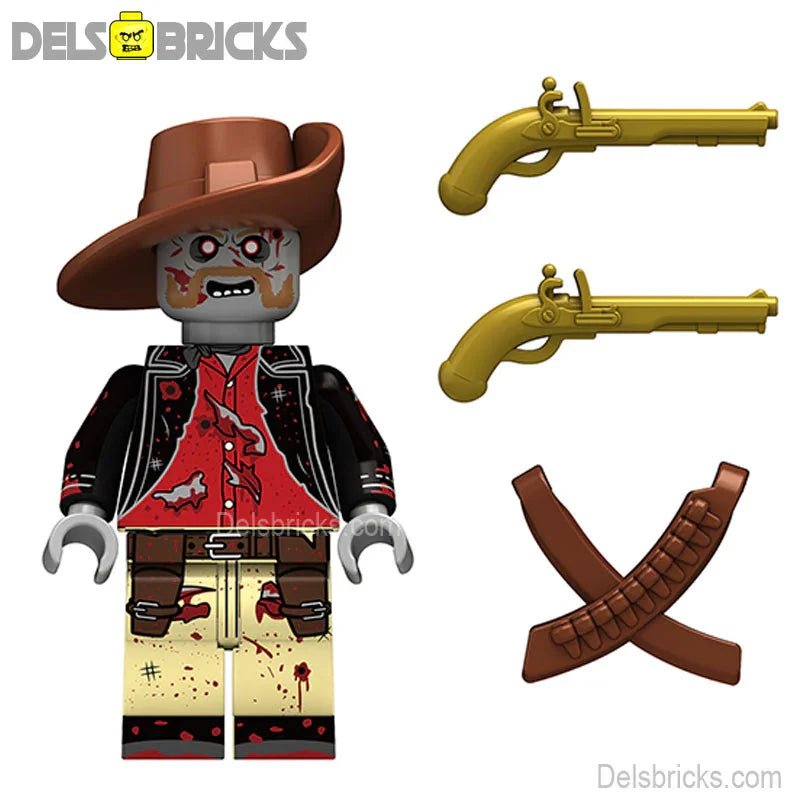 Cowboy Zombie Gun slinger Lego Minifigures Custom Toys - DelsBricks MinifiguresLego Horror MinifiguresDelsBricks MinifiguresDelsbricks.com