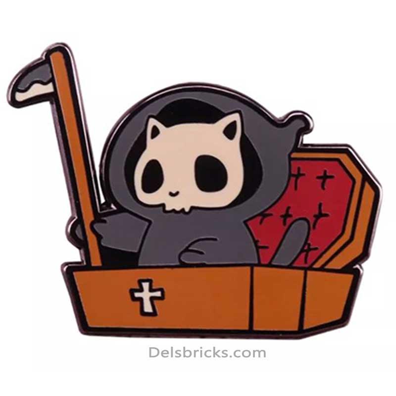 Cute Grim reaper Kitty Cat Enamel Pins Near Me - DelsBricks MinifiguresEnamel Pins Copper Lapel fashion PinsDelsBricks MinifiguresDelsbricks.com