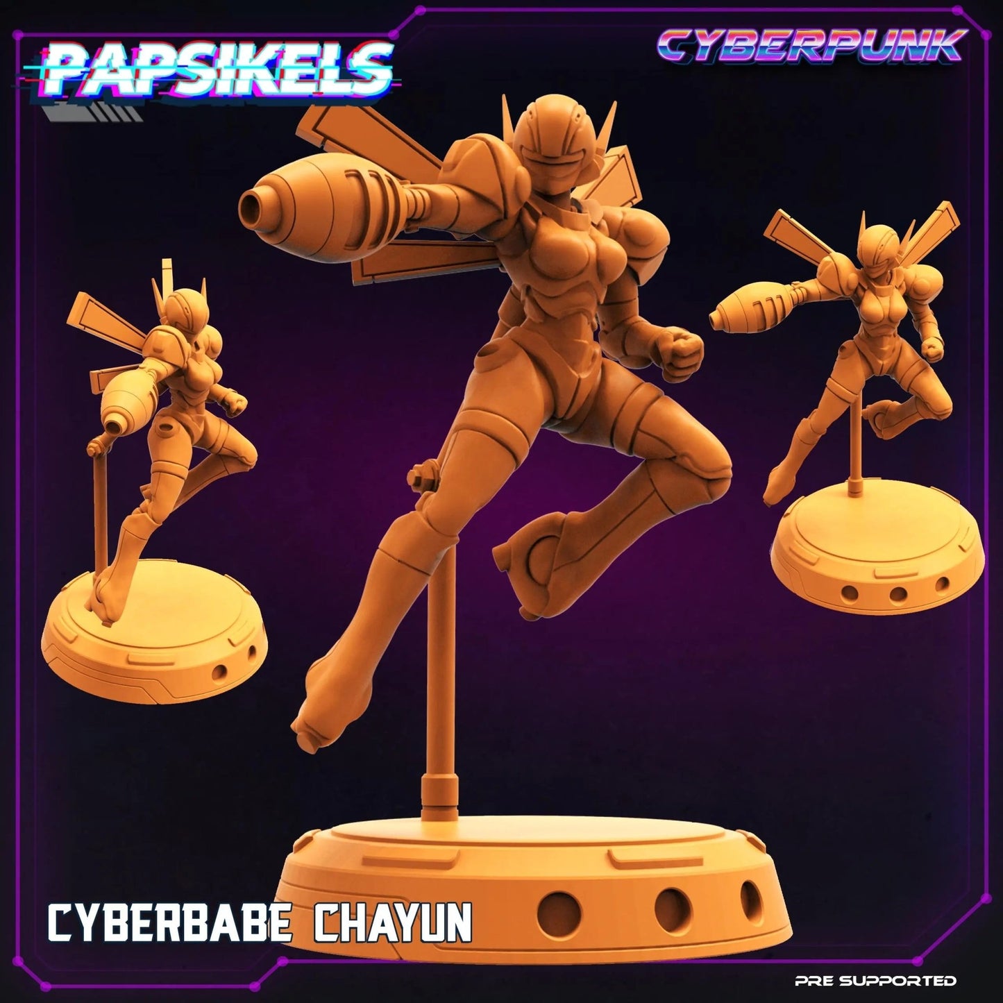 CYBERBABE CHAYUN by Papsikels 32mm scale miniature, Includes base and stand, For any sci - fi or OPR table top games - DelsBricks Toys & CollectiblesResin Printed MiniatureDelsBricks Toys & CollectiblesMega Diamonds & Schwartzreiter Mini Forge