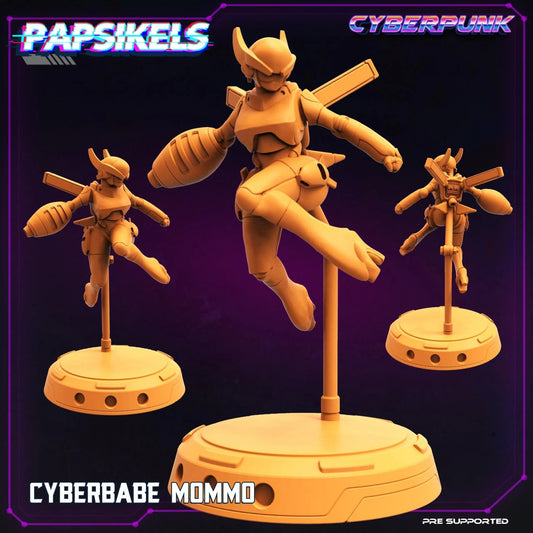 CYBERBABE MOMMO by Papsikels 32mm scale miniature, Includes base and stand, For any sci - fi or OPR table top games - DelsBricks Toys & CollectiblesResin Printed MiniatureDelsBricks Toys & CollectiblesMega Diamonds & Schwartzreiter Mini Forge