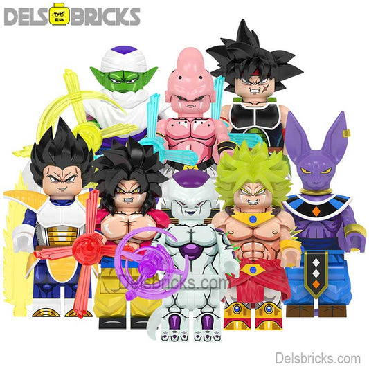 Dragon Ball Z Super set of 8 Lego Minifigures Custom Anime Toys