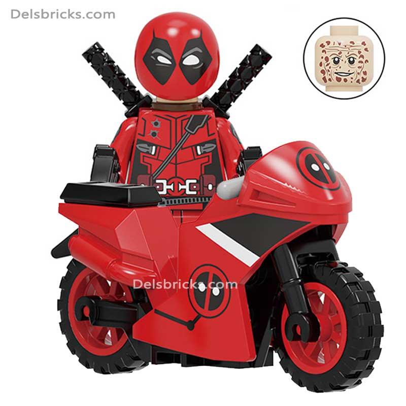 Deadpool with Motorcycle Lego Minifigures Custom Toys - DelsBricks MinifiguresMinifiguresDelsBricks MinifiguresDelsbricks