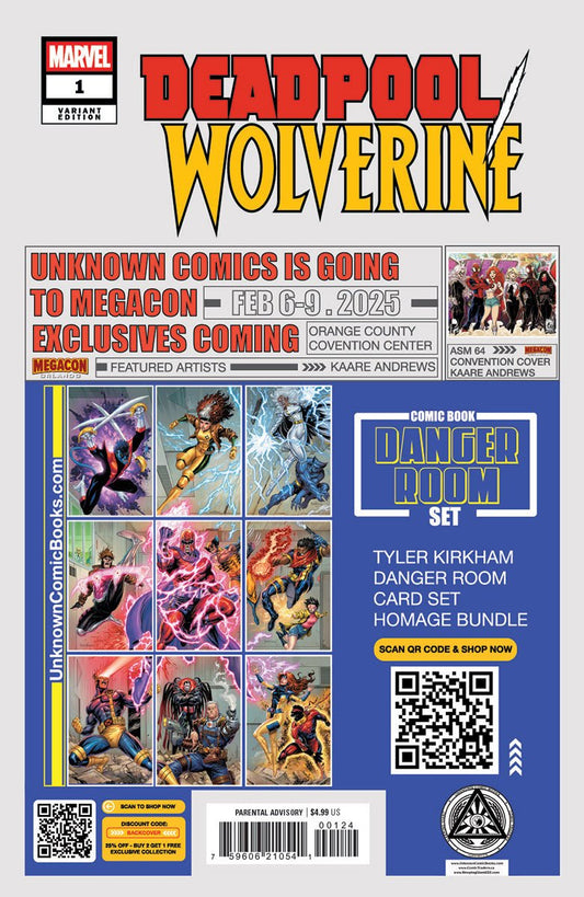 Deadpool / Wolverine 1 Tyler Kirkham MEGACON 2025 Exclusive Premium BATTLE DAMAGED Var (01/01/2025) - DelsBricks Toys & CollectiblesCOMIC BOOKDelsBricks Toys & CollectiblesUnknown Comic Books