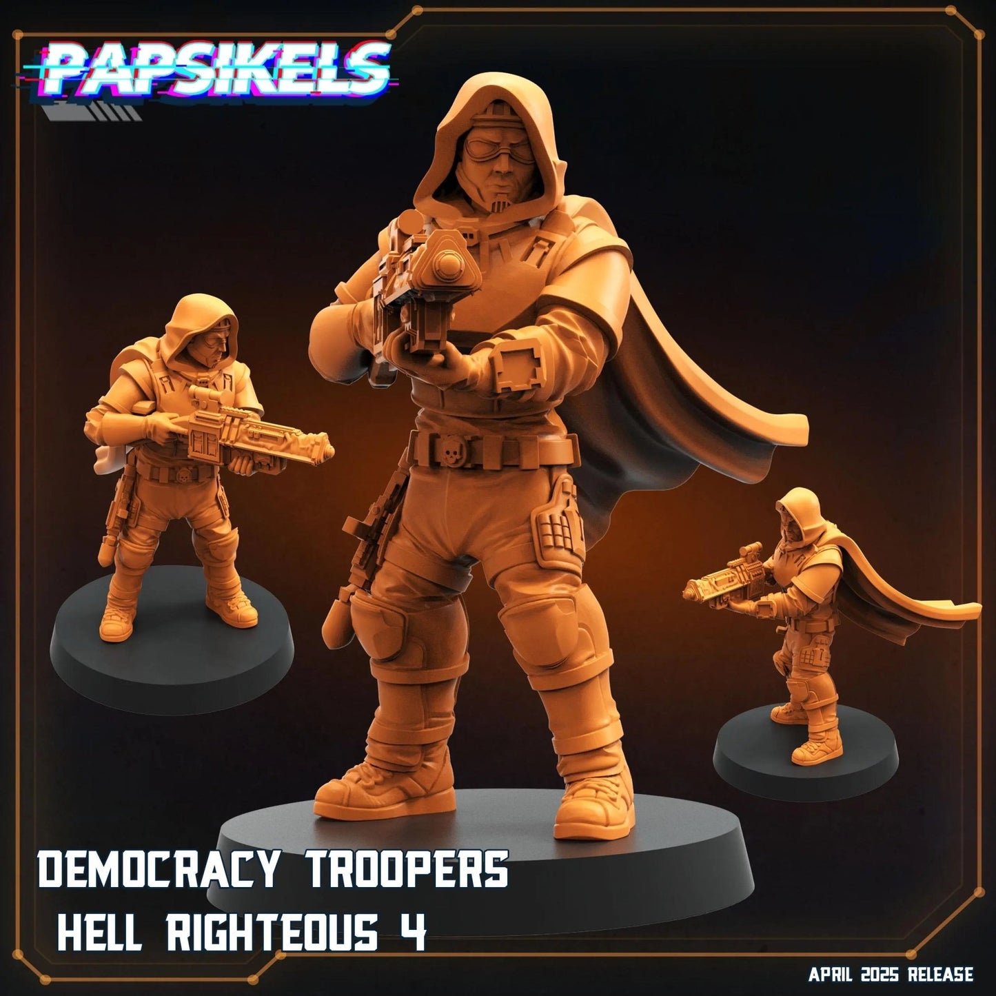 Democracy Troopers Hell Righteous by Papsikels Miniature, 32mm Heroic Scale, War Gaming, Proxy for Helldivers, Table top gaming, Sci - fi - DelsBricks Toys & CollectiblesResin Printed MiniatureDelsBricks Toys & CollectiblesMega Diamonds & Schwartzreiter Mini Forge