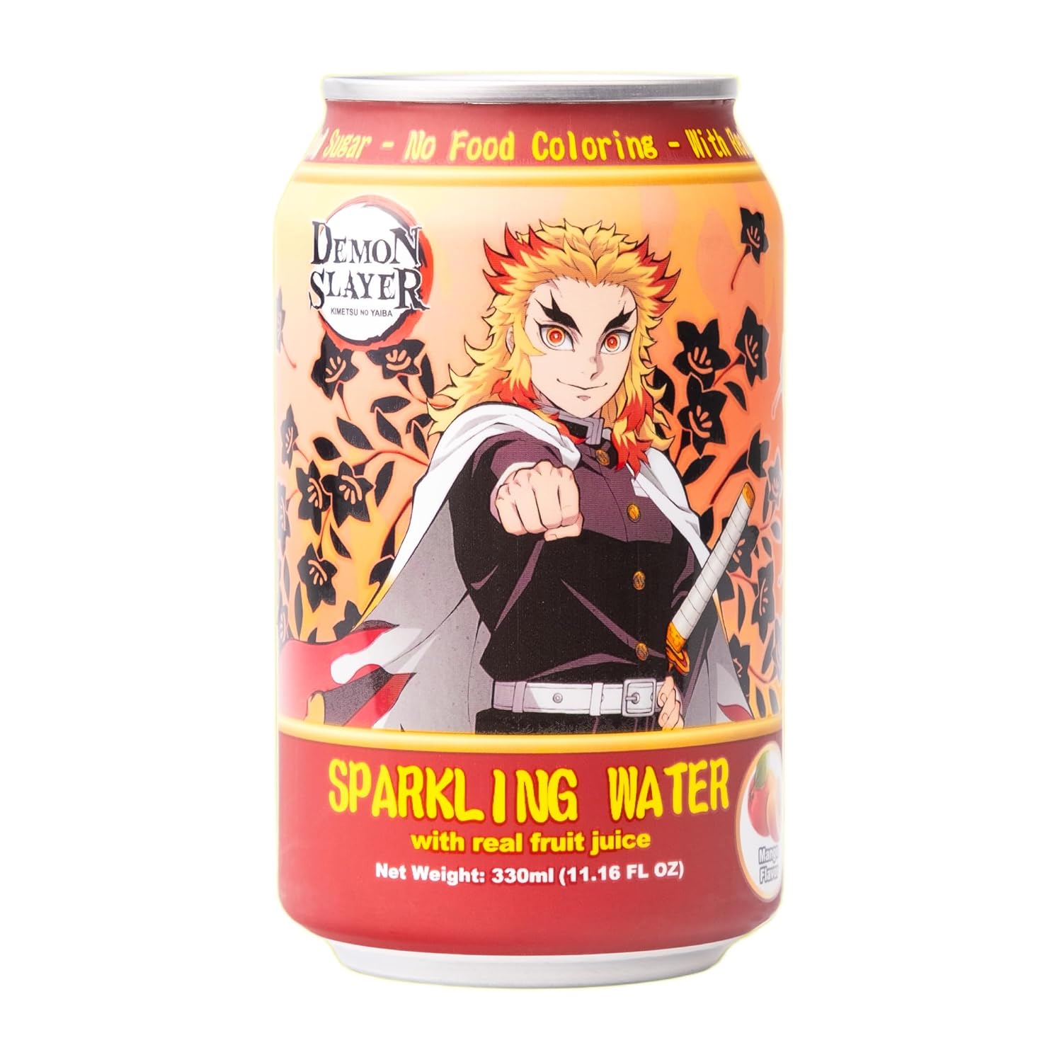 Demon Slayer Mango Sparkling Water – 11.16 fl oz (330 ml) Cans – Kyojuro Rengoku Collectible Anime Drink (1 Can) - DelsBricks Toys & CollectiblesSodas DelsBricks Toys & CollectiblesSuper Anime Store