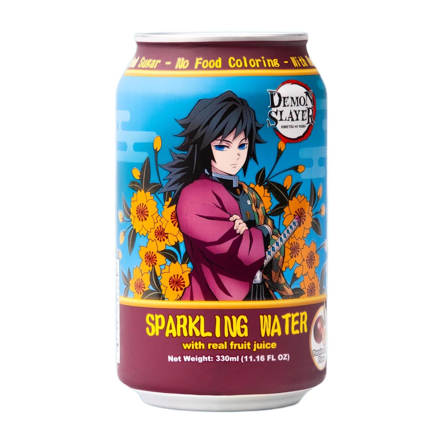 Demon Slayer Passion Fruit Sparkling Water – 11.16 fl oz (330 ml) Cans – Giyu Tomioka Collectible Anime Drink (1 Can) - DelsBricks Toys & CollectiblesSodas DelsBricks Toys & CollectiblesSuper Anime Store