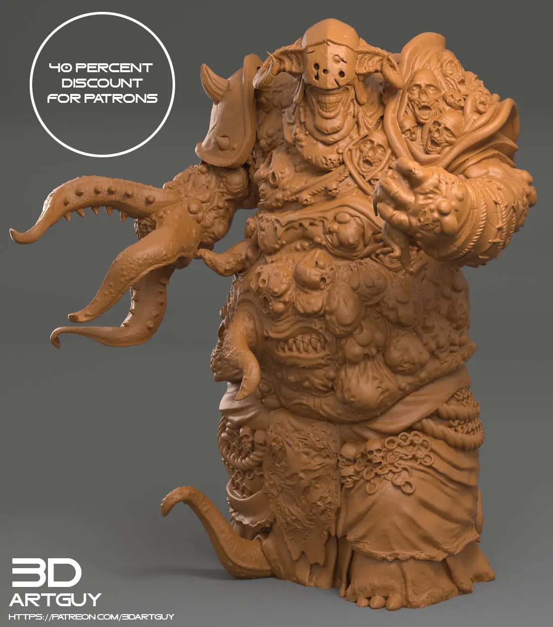 Diseased Horror by 3DArtGuy 32mm scale, 120mm, Miniature War Gaming Figure, Unclean Proxy - DelsBricks Toys & CollectiblesResin Printed MiniatureDelsBricks Toys & CollectiblesMega Diamonds & Schwartzreiter Mini Forge