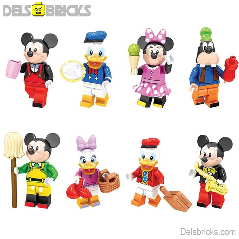 Disney Mickey & Minnie Mouse set of 8 Lego Minifigures Custom Toys - DelsBricks MinifiguresMinifiguresDelsBricks MinifiguresDelsbricks