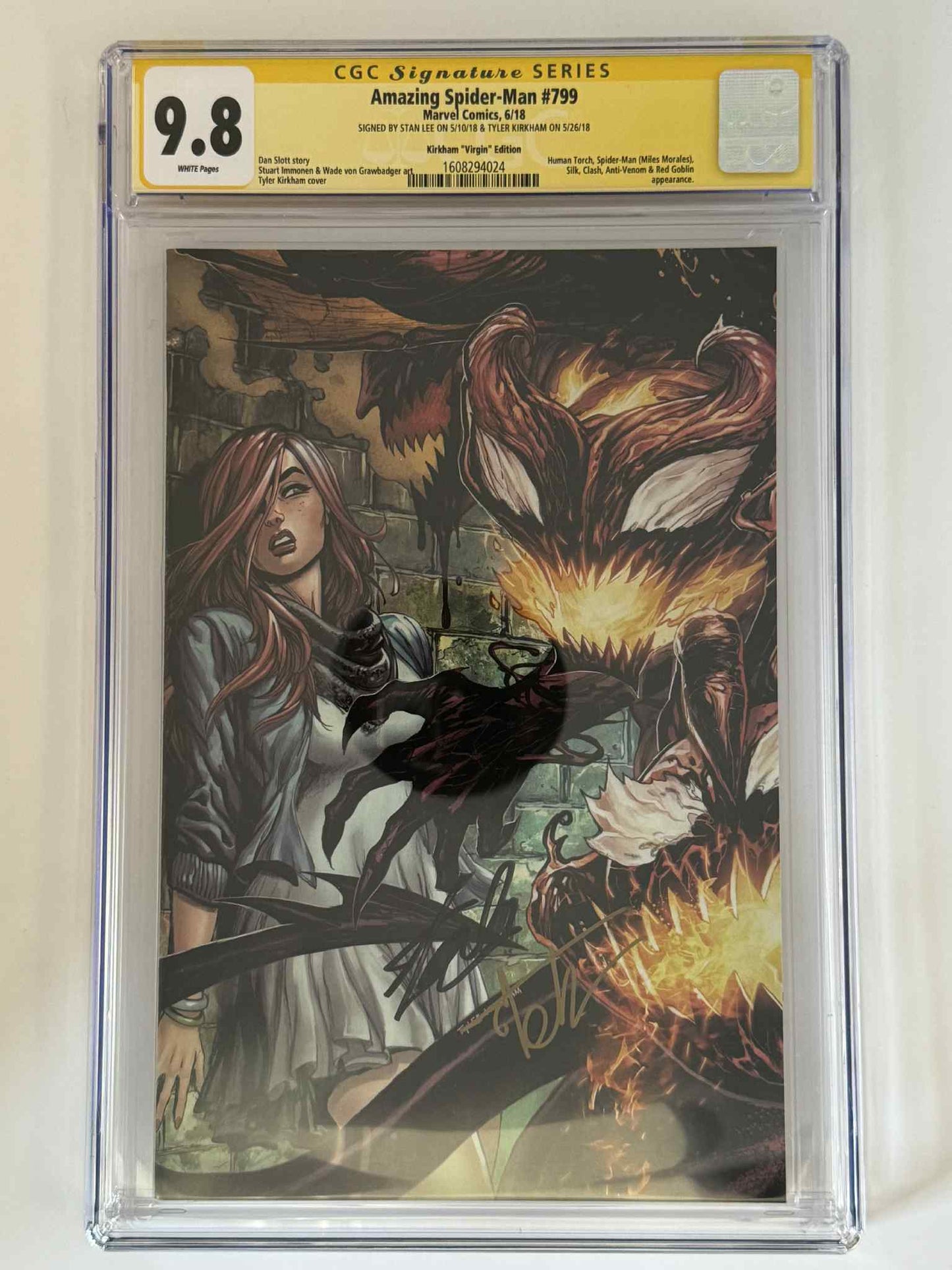 [Double Signed by Tyler Kirkham | Stan Lee] Amazing Spider - Man 799 CGC 9.8 Yellow Label Exclusive Virgin Var - DelsBricks Toys & CollectiblesCOMIC BOOKDelsBricks Toys & CollectiblesUnknown Comic Books