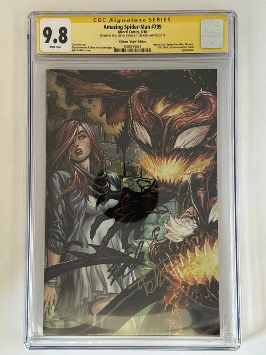 [Double Signed by Tyler Kirkham | Stan Lee] Amazing Spider - Man 799 CGC 9.8 Yellow Label Exclusive Virgin Var - DelsBricks Toys & CollectiblesCOMIC BOOKDelsBricks Toys & CollectiblesUnknown Comic Books