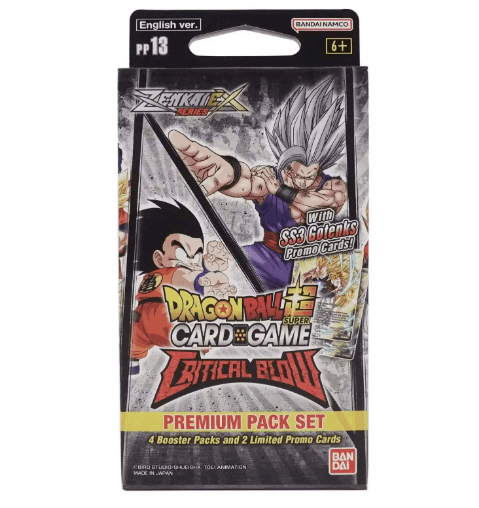 Dragon Ball Super Trading Card Game Zenkai EX Series 5 Critical Blow Premium Pack Set PP13 [4 Booster Packs + 2 Exclusive PR Cards] - DelsBricks Toys & CollectiblesCollectible Trading CardsDelsBricks Toys & CollectiblesSuper Anime Store