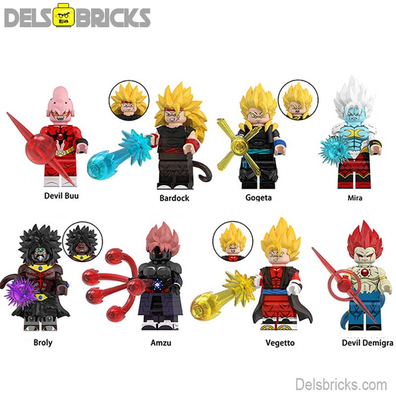 Dragon Ball Z Super set of 8 Lego Minifigures Custom Anime Toys 6 - DelsBricks MinifiguresMinifiguresDelsBricks MinifiguresDelsbricks