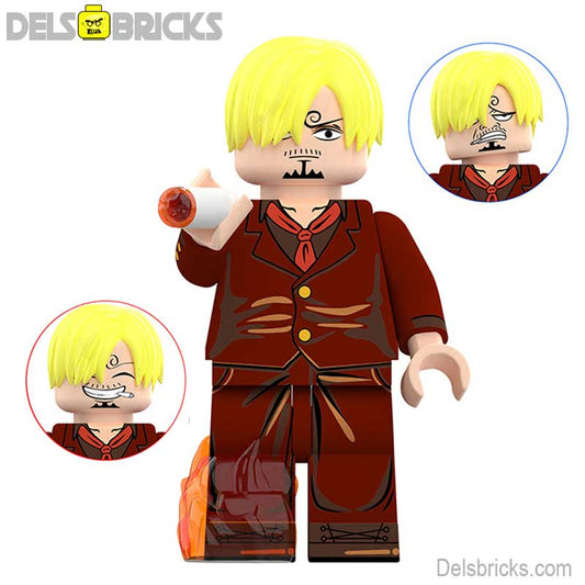 Sanji from ONE PIECE Anime Lego Minifigures custom toys Brown Suit