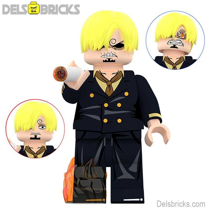 Lego Minifigures One Piece Anime Vinsmoke Sanji manga series black suit ...