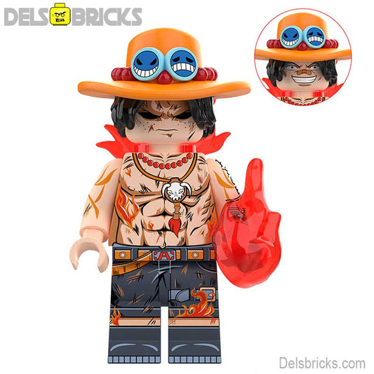 Portgas D Ace from ONE PIECE Anime Lego Minifigures custom toys New (black eyes)