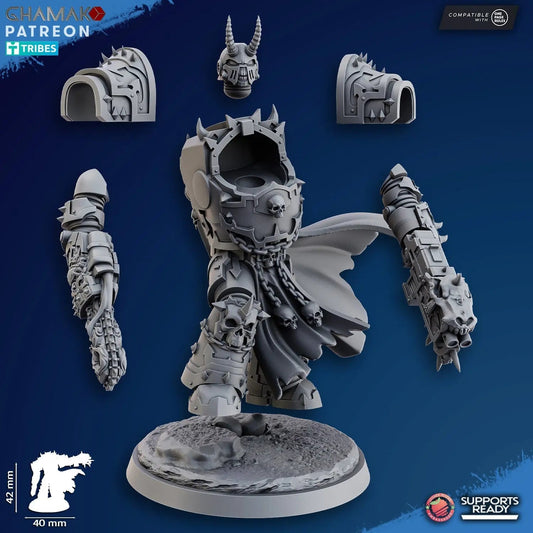 Exterminator Lord 2 by Ghamak 28/32mm Scale Miniature, 42mm tall - DelsBricks Toys & CollectiblesResin Printed MiniatureDelsBricks Toys & CollectiblesMega Diamonds & Schwartzreiter Mini Forge