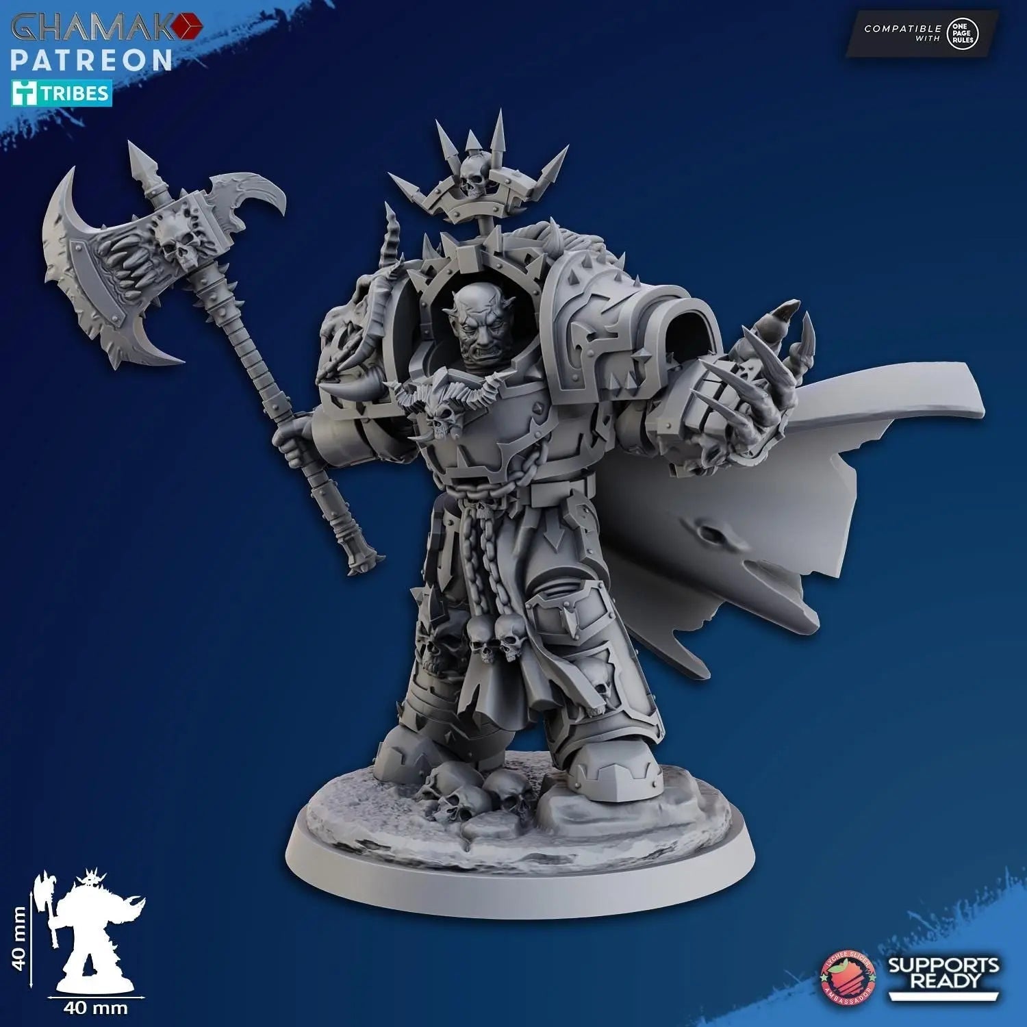 Exterminator Lord 3 by Ghamak Fantasy 28/32mm Scale Miniature, 40mm tall, Marine, Proxy, Sci - fi, Warlord, Grim Dark, Chaos - DelsBricks Toys & CollectiblesResin Printed MiniatureDelsBricks Toys & CollectiblesMega Diamonds & Schwartzreiter Mini Forge