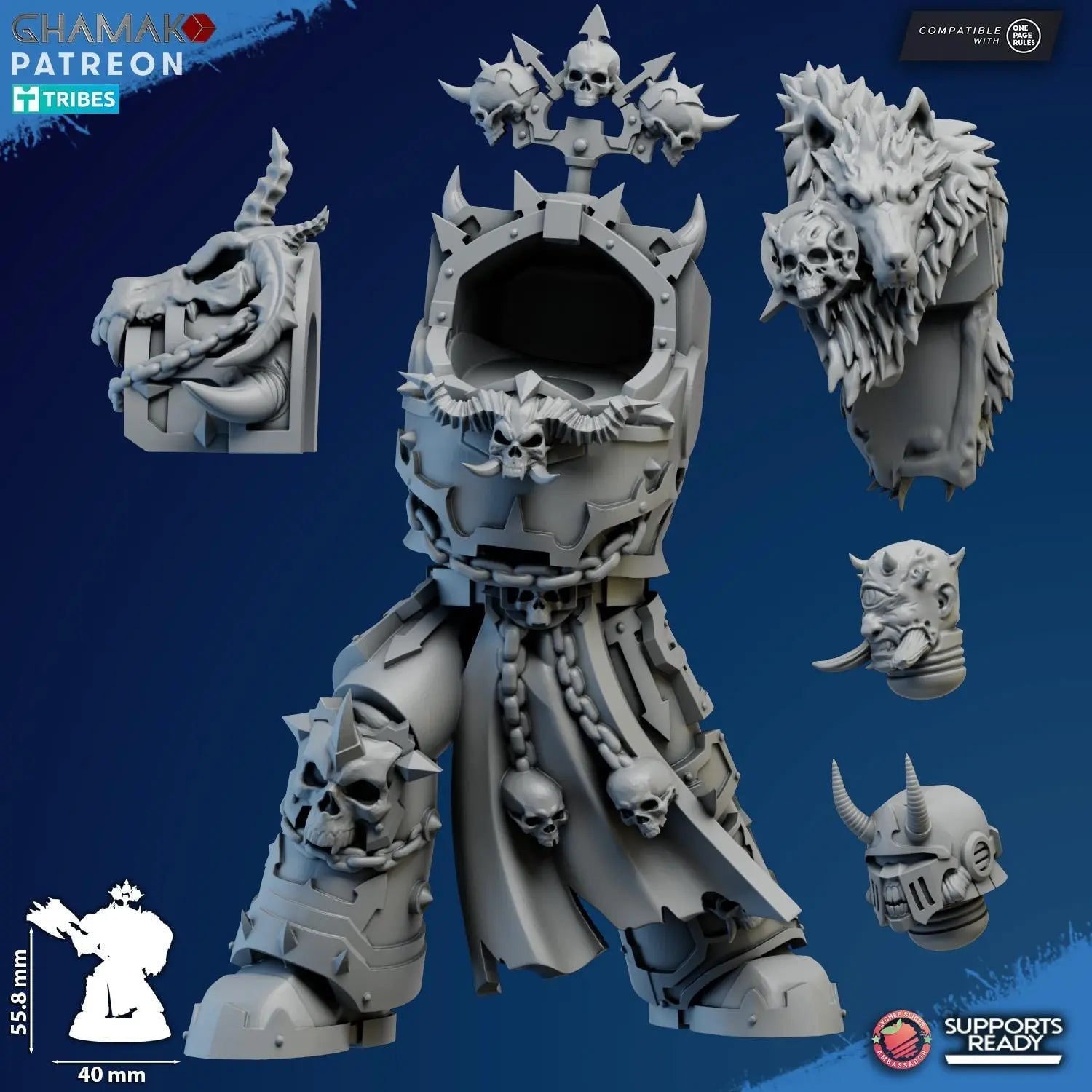 Exterminator Lord 4 by Ghamak Fantasy 28/32mm Scale Miniature, 56mm tall, Marine, Proxy, Sci - fi, Warlord, Chaos - DelsBricks Toys & CollectiblesResin Printed MiniatureDelsBricks Toys & CollectiblesMega Diamonds & Schwartzreiter Mini Forge